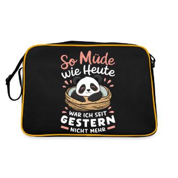 Panda Panda Bear Pandas - Retro Bag - black/gold - Back