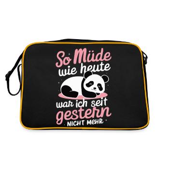 Panda Panda Bear Pandas - Retro Bag - black/gold - Back