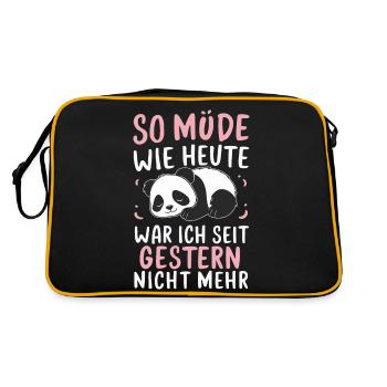 Panda Panda Bear Pandas - Retro Bag - black/gold - Back