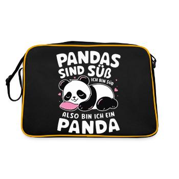 Panda Panda Bear Pandas - Retro Bag - black/gold - Back