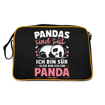Panda Panda Bear Pandas - Retro Bag - black/gold - Back