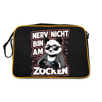 Panda Panda Bear Pandas - Retro Bag - black/gold - Back