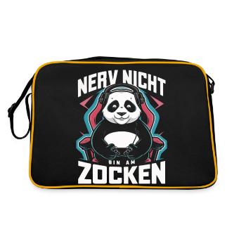 Panda Panda Bear Pandas - Retro Bag - black/gold - Back
