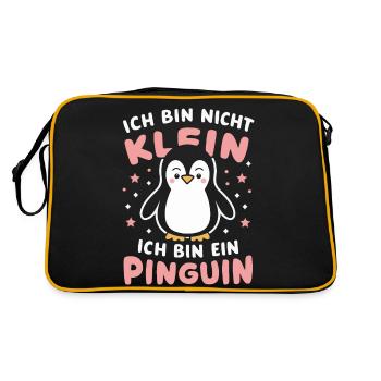 Pinguin Zwergpinguine Kaiserpinguin - Retro Tasche - Schwarz/Gold - Hinten