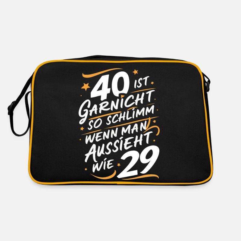 Geburtstagsgeschenk 40 Jahre Geburtstagskind - Retro Tasche - Schwarz/Gold