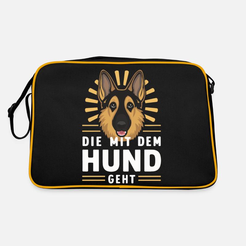 Deutscher Schäferhund Hund Malinois Hunde - Retro Tasche - Schwarz/Gold