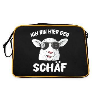moutons, troupeau de moutons, ferme, agriculteur, berger - Sac Retro - noir/or - Dos
