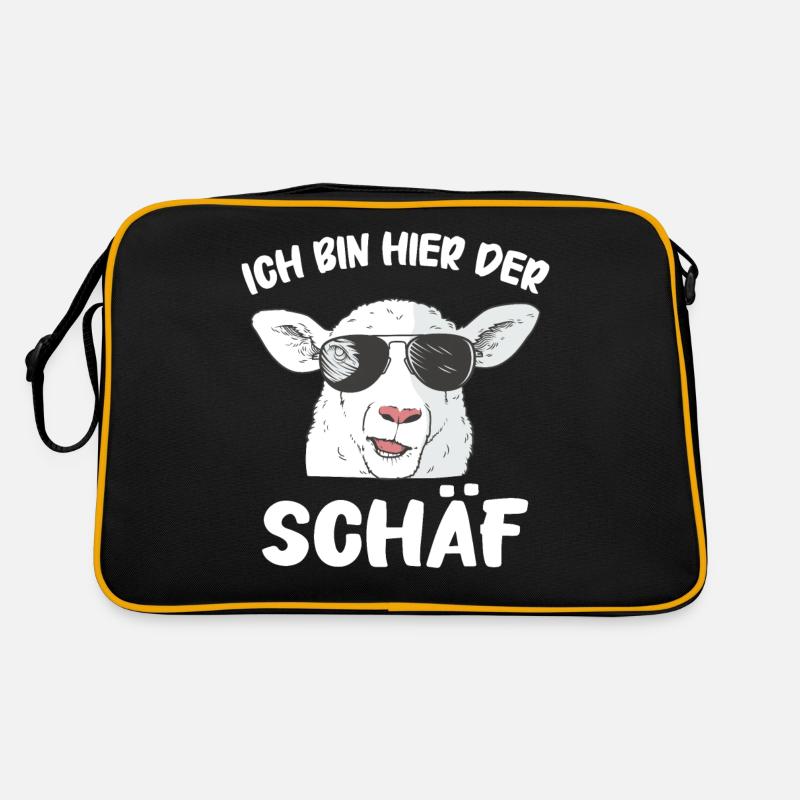 sheep, flock of sheep, farm, farmer, shepherd Retro Bag