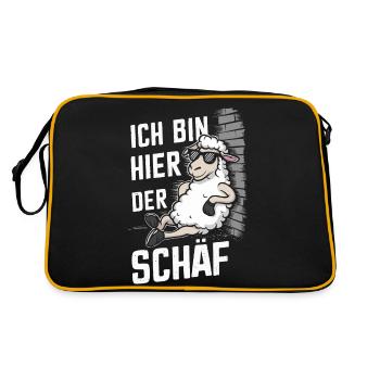 moutons, troupeau de moutons, ferme, agriculteur, berger - Sac Retro - noir/or - Dos