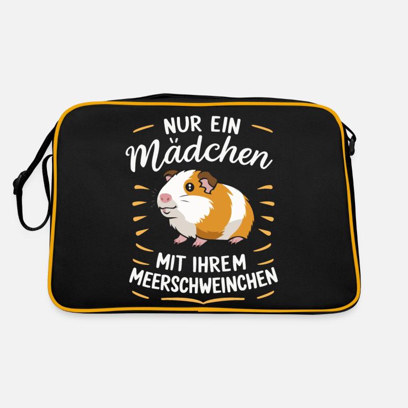 Meerschweinchen Kurzhaar Langhaar Crested Hunde - Retro Tasche - Schwarz/Gold