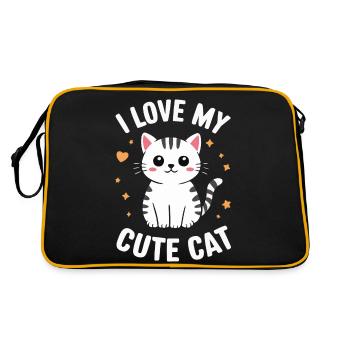 Chat, Amoureux Des Chats, Propriétaire De Chat, Chaton - Sac Retro - noir/or - Dos