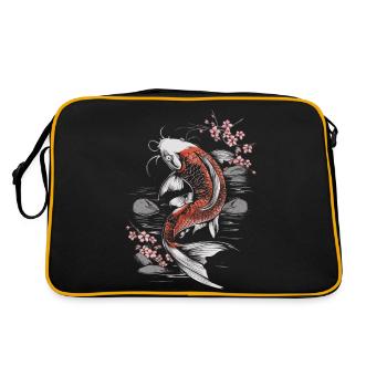 Koi Fisch Karpfen Japan China Fische - Retro Tasche - Schwarz/Gold - Hinten
