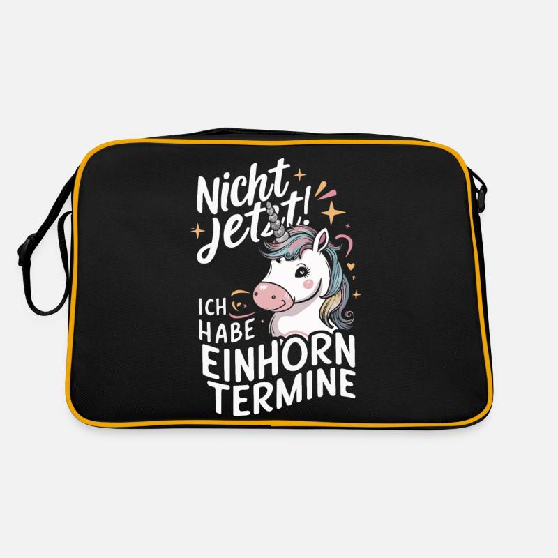 Einhorn Einhörner Fabelwesen Mystisch - Retro Tasche - Schwarz/Gold