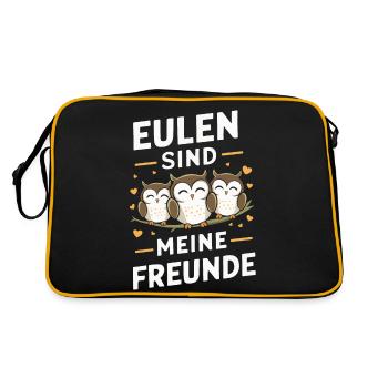 oiseau de nuit hibou hibou oiseau - Sac Retro - noir/or - Dos