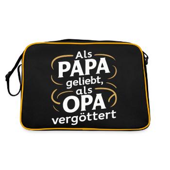 Vater Papa Vatertag - Retro Tasche - Schwarz/Gold - Hinten