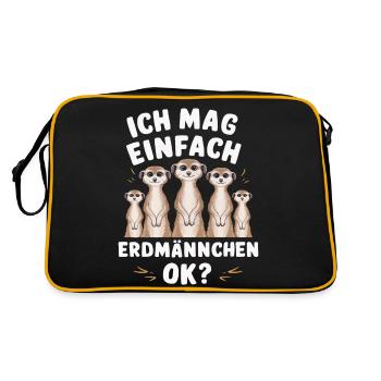 Meerkat Scratching Animal - Retro Bag - black/gold - Back
