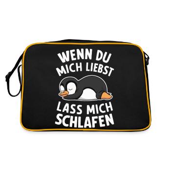 Pinguin Zwergpinguine Kaiserpinguin - Retro Tasche - Schwarz/Gold - Hinten