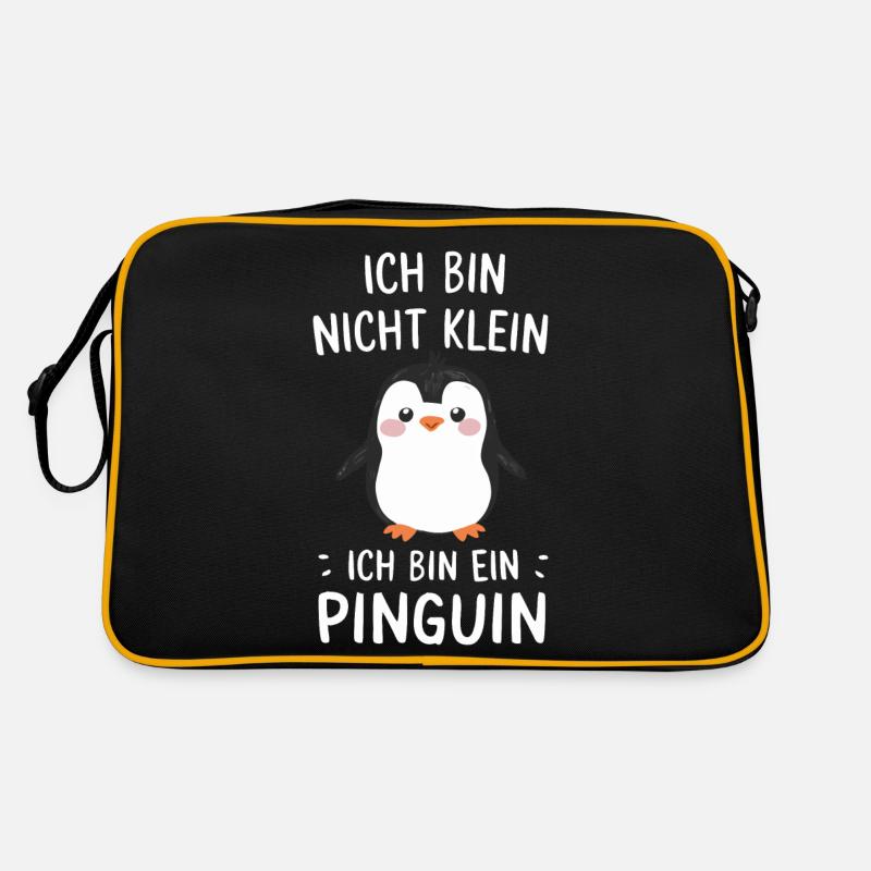 Pinguin Zwergpinguine Kaiserpinguin - Retro Tasche - Schwarz/Gold
