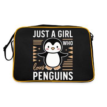 Pinguin Pinguine Tier - Retro Tasche - Schwarz/Gold - Hinten