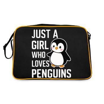 Pinguin Pinguine Tier - Retro Tasche - Schwarz/Gold - Hinten
