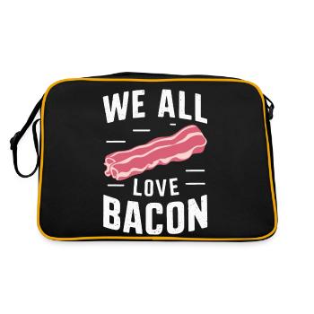 Bacon Frühstück Speck - Retro Tasche - Schwarz/Gold - Hinten