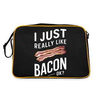 Bacon Frühstück Speck - Retro Tasche - Schwarz/Gold - Hinten
