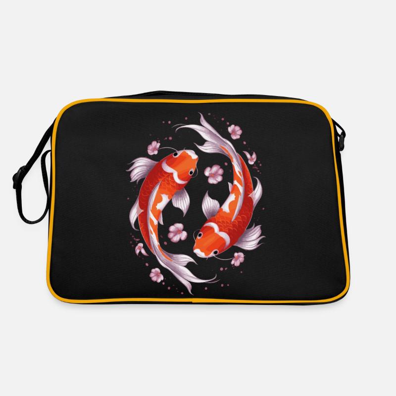 Koi Fish Carp Japan China Fish - Retro Bag - black/gold