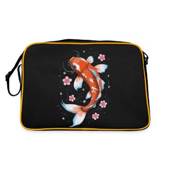 Koi Fisch Karpfen Japan China Fische - Retro Tasche - Schwarz/Gold - Hinten