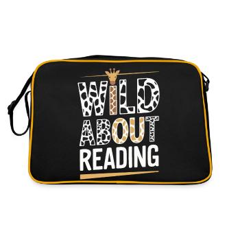 Bücher Buch lesen Bücherei Bibliothek Bücherwurm - Retro Tasche - Schwarz/Gold - Hinten
