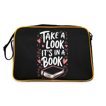 Bücher Buch lesen Bücherei Bibliothek Bücherwurm - Retro Tasche - Schwarz/Gold - Hinten