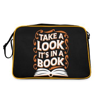 Bücher Buch lesen Bücherei Bibliothek Bücherwurm - Retro Tasche - Schwarz/Gold - Hinten