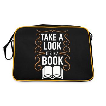 Bücher Buch lesen Bücherei Bibliothek Bücherwurm - Retro Tasche - Schwarz/Gold - Hinten