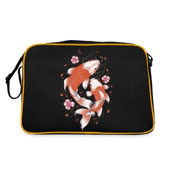 Koi Fisch Karpfen Japan China Fische - Retro Tasche - Schwarz/Gold - Hinten