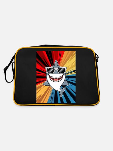 requin océan tigre requin animal poisson - Sac Retro - noir/or - Dos
