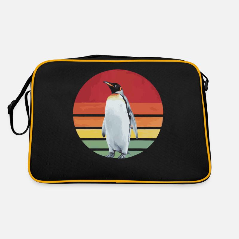 Pinguin Pinguine Tier - Retro Tasche - Schwarz/Gold