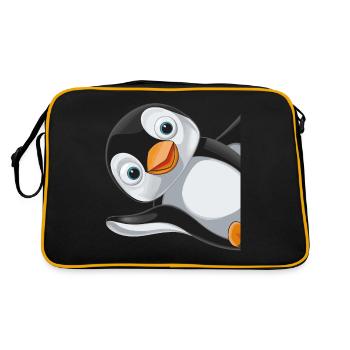 Pinguin Pinguine Tier - Retro Tasche - Schwarz/Gold - Hinten