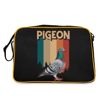 Taube Tauben Tier Vogel - Retro Tasche - Schwarz/Gold - Hinten