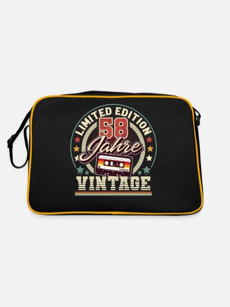 58. Geburtstag Vintage - Retro Tasche - Schwarz/Gold - Hinten