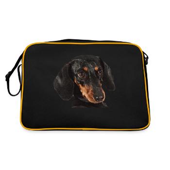 Dackel - Retro Tasche - Schwarz/Gold - Hinten