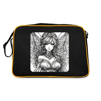 Cute angel with flowers - Retro Bag - black/gold - Back