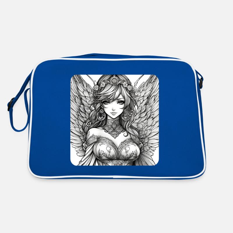 Ange mignon avec des fleurs Sac Retro