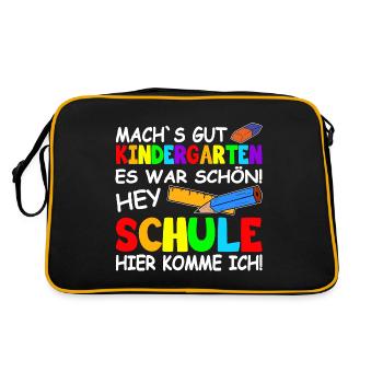 SCHULKIND 2022 - EINSCHULUNG - ERSTER SCHULTAG - Retro Tasche - Schwarz/Gold - Hinten