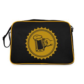 Bière - Bière / Mug à bière - Bouteille de bière Baril de bière - Sac Retro - noir/or - Dos