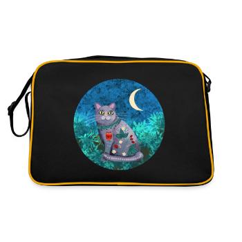 Chat de nuit chat et lune - Sac Retro - noir/or - Dos