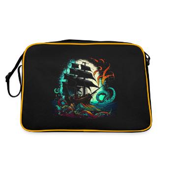 Bateau pirate rétro avec une pieuvre colorée - Sac Retro - noir/or - Dos