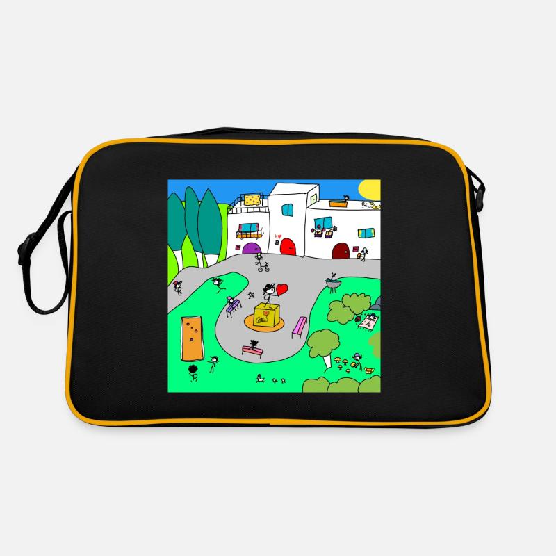 Dorf Kuoro - Retro Tasche - Schwarz/Gold