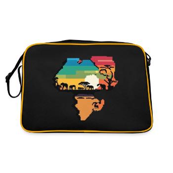Afrika in Pixeln - Retro Tasche - Schwarz/Gold - Hinten
