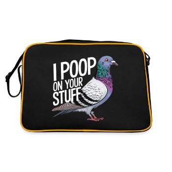 Taube Tauben Tier Vogel - Retro Tasche - Schwarz/Gold - Hinten