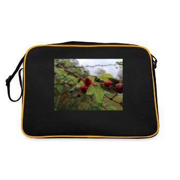 rose hips, nature, plant - Retro Bag - black/gold - Back