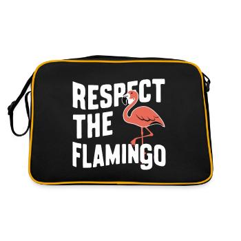 Flamingo Tier Rosa - Retro Tasche - Schwarz/Gold - Hinten